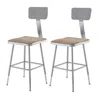 National Public Seating Nps 19"-27" Height Adjustable Heavy Duty Square Seat Steel Stool With Backrest, Grey