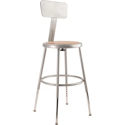National Public Seating Nps 19"-27" Height Adjustable Heavy Duty Steel Stool With Backrest, Grey