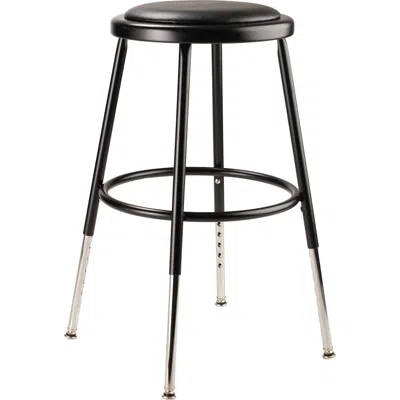 National Public Seating Nps 19"-27" Height Adjustable Heavy Duty Vinyl Padded Steel Stool, Black