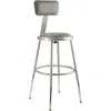 National Public Seating Nps 19"-27" Height Adjustable Heavy Duty Vinyl Padded Steel Stool With Backrest, Grey