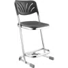 National Public Seating Nps 22" Elephant Z-stool With Backrest, Black Seat And Chrome Frame