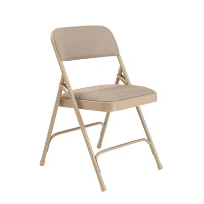 National Public Seating Nps 2200 Series Deluxe Fabric Upholstered Double Hinge Premium Folding Chair, Café Beige (pack Of 4) In Neutral