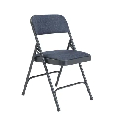 National Public Seating Nps 2200 Series Deluxe Fabric Upholstered Double Hinge Premium Folding Chair, Imperial Blue Fabric/c