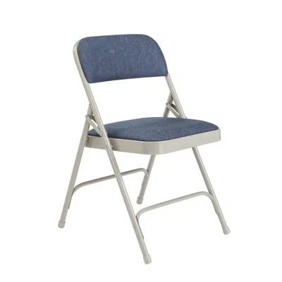 National Public Seating Nps 2200 Series Deluxe Fabric Upholstered Double Hinge Premium Folding Chair, Imperial Blue Fabric/g
