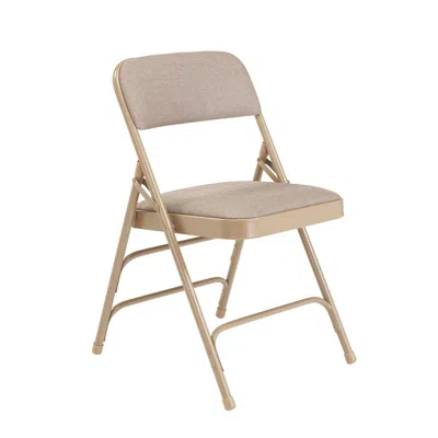 National Public Seating Nps 2300 Series Deluxe Fabric Upholstered Triple Brace Double Hinge Premium Folding Chair, Café Beig