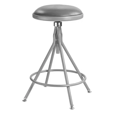 National Public Seating Nps 24 -30" Height Adjustable Heavy Duty Vinyl Padded Swivel Steel Stool, Grey In Gray