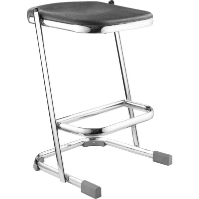 National Public Seating Nps 24" Elephant Z-stool, Black Seat And Chrome Frame In Gray