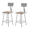 National Public Seating Nps 24" Heavy Duty Square Seat Steel Stool With Backrest, Grey