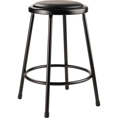 National Public Seating Nps 24" Heavy Duty Vinyl Padded Steel Stool, Black