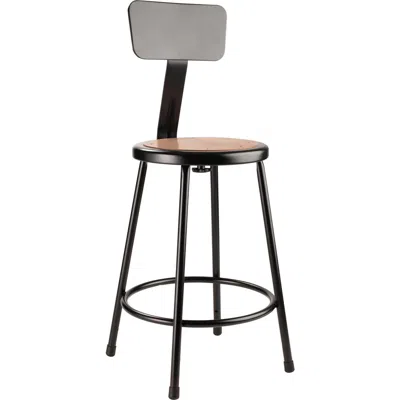 National Public Seating Nps 24"heavy Duty Steel Stool With Backrest, Black In Multi