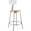 National Public Seating Nps 24"heavy Duty Steel Stool With Backrest, Grey