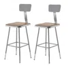National Public Seating Nps 25"-33" Height Adjustable Heavy Duty Square Seat Steel Stool With Backrest, Grey