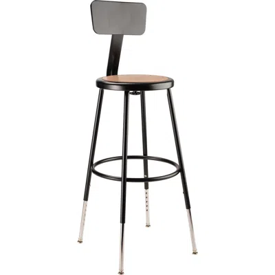 National Public Seating Nps 25"-33" Height Adjustable Heavy Duty Steel Stool With Backrest, Black In Blue