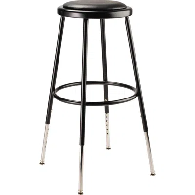 National Public Seating Nps 25"-33" Height Adjustable Heavy Duty Vinyl Padded Steel Stool, Black