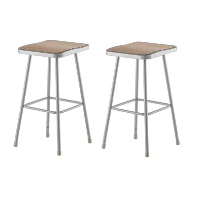 National Public Seating Nps 30" Heavy Duty Square Seat Steel Stool, Grey