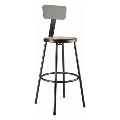 National Public Seating Nps 30" Heavy Duty Steel Stool With Backrest, Black