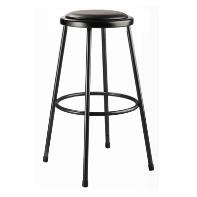 National Public Seating Nps 30" Heavy Duty Vinyl Padded Steel Stool, Black