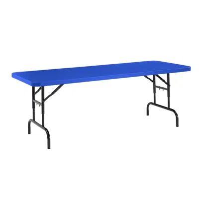 National Public Seating Nps 30" X 72" Height Adjustable Heavy Duty Folding Table, Blue