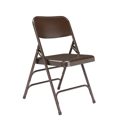 National Public Seating Nps 300 Series Deluxe All-steel Triple Brace Double Hinge Folding Chair, Brown (pack Of 4)