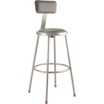 National Public Seating Nps 30"heavy Duty Vinyl Padded Steel Stool With Backrest, Grey