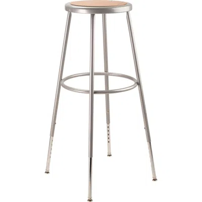 National Public Seating Nps 32"-39" Height Adjustable Heavy Duty Steel Stool, Grey In Metallic