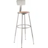 National Public Seating Nps 32"-39" Height Adjustable Heavy Duty Steel Stool With Backrest, Grey