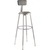 National Public Seating Nps 32"-39" Height Adjustable Heavy Duty Vinyl Padded Steel Stool With Backrest, Grey