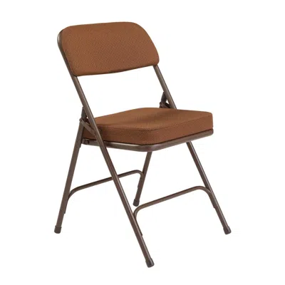 National Public Seating Nps 3200 Series Premium 2" Fabric Upholstered Double Hinge Folding Chair, Antique Gold (pack Of 2) In Brown