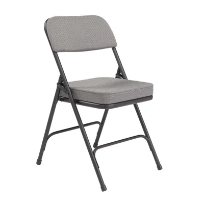 National Public Seating Nps 3200 Series Premium 2" Fabric Upholstered Double Hinge Folding Chair, Charcoal Grey (pack Of 2)