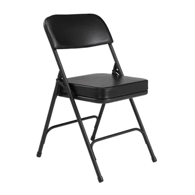 National Public Seating Nps 3200 Series Premium 2" Vinyl Upholstered Double Hinge Folding Chair, Black (pack Of 2)