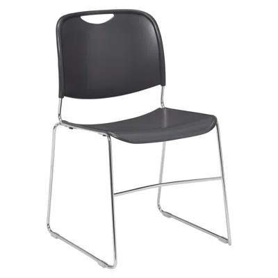 National Public Seating Nps 8500 Series Ultra-compact Plastic Stack Chair, Metal In Black