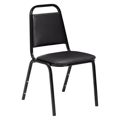 National Public Seating Nps 9100 Series Vinyl Upholstered Stack Chair, Panther Black Seat/black Sandtex Frame