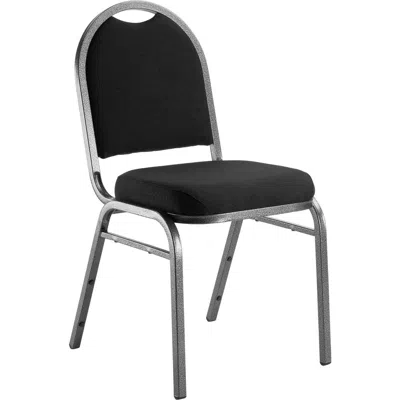 National Public Seating Nps 9200 Series Premium Fabric Upholstered Stack Chair, Ebony Black Seat/ Silvervein Frame