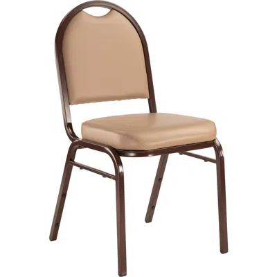 National Public Seating Nps 9200 Series Premium Vinyl Upholstered Stack Chair, French Beige Seat/mocha Frame