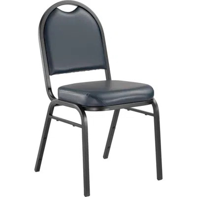 National Public Seating Nps 9200 Series Premium Vinyl Upholstered Stack Chair, Midnight Blue Seat/ Black Sandtex Frame