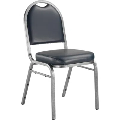 National Public Seating Nps 9200 Series Premium Vinyl Upholstered Stack Chair, Midnight Blue Seat/ Silvervein Frame In Black