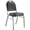 National Public Seating Nps 9200 Series Premium Vinyl Upholstered Stack Chair, Panther Black Seat/ Silvervein Frame