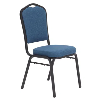 National Public Seating Nps 9300 Series Deluxe Fabric Upholstered Stack Chair, Natural Blue Seat/black Sandtex Frame
