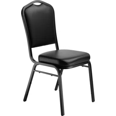 National Public Seating Nps 9300 Series Deluxe Vinyl Upholstered Stack Chair, Panther Black Seat/black Sandtex Frame In Animal Print