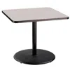National Public Seating Nps Café Table, 36" Square, Round Base, 30" Height, Particleboard Core/t-mold - Grey