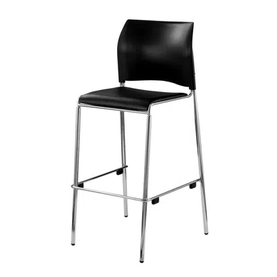 National Public Seating Nps Cafetorium Bar Stool, Plush Vinyl Seat, Black