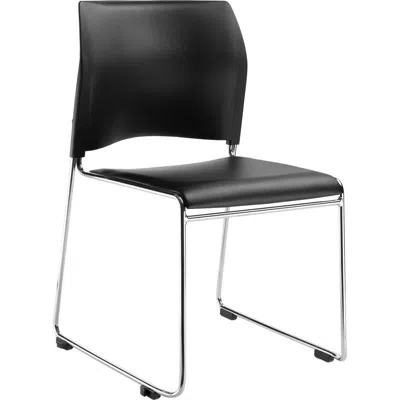 National Public Seating Nps Cafetorium Plush Vinyl Stack Chair, Black