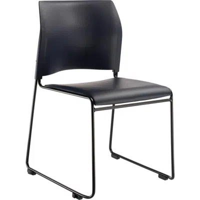 National Public Seating Nps Cafetorium Plush Vinyl Stack Chair, Blue In Black