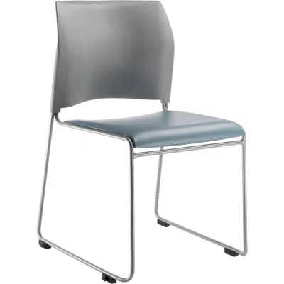 National Public Seating Nps Cafetorium Plush Vinyl Stack Chair, Blue/grey In Gray
