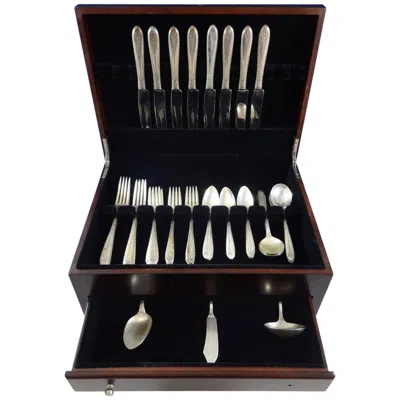 Pre-owned National Silver Company 1 Margaret Rose By National Sterling Silver Dinner Flatware Set 8 Service 43 Pcs In Red