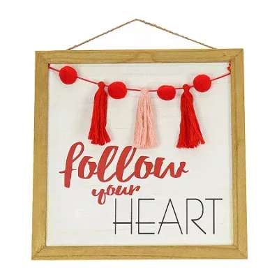 National Tree Co . 13" Valentine's Follow Your Heart Wall Sign In Red