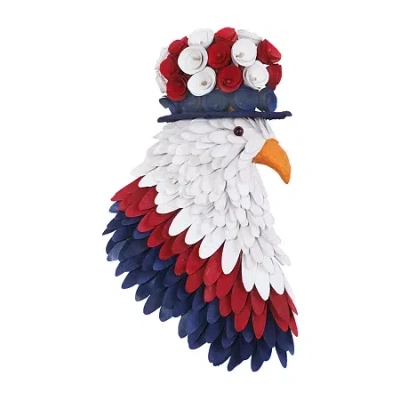 National Tree Co . 14in Patriotic Eagle Hanging Christmas Porch Sign In White