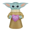 National Tree Co . 20" Baby Yoda Star Wars Valentines Day Inflatable In Green