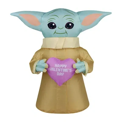 National Tree Co . 20" Baby Yoda Star Wars Valentines Day Inflatable In Green