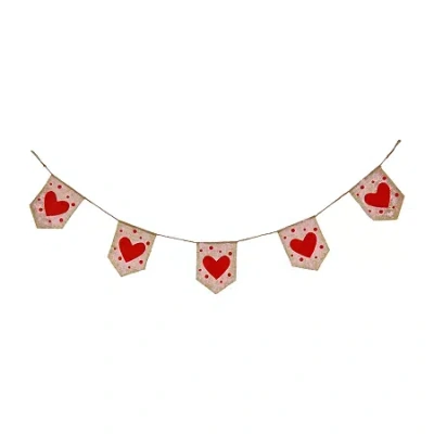 National Tree Co . 6 Ft. V Red Hearts And Dots Valentines Day Indoor Outdoor Garland
